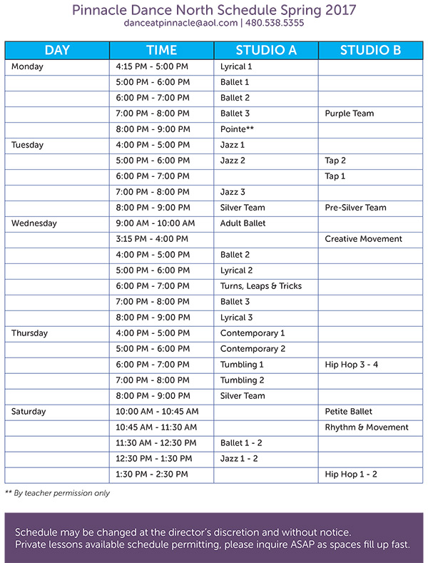 Spring 2017 Schedule
