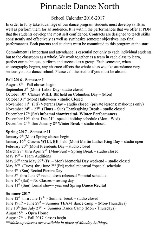 Calendar 2016